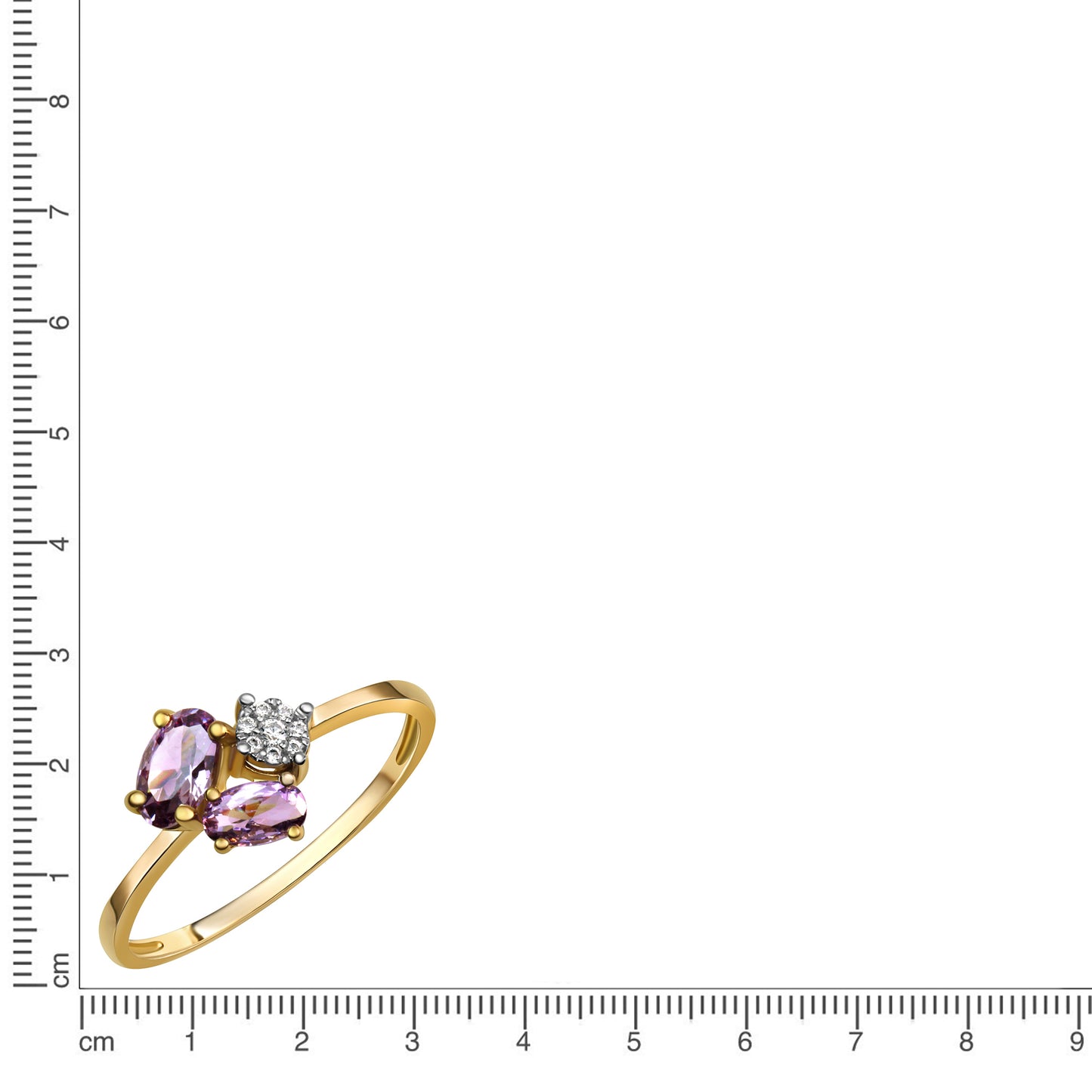 Ring 375/- Gold rhodiniert Amethyst