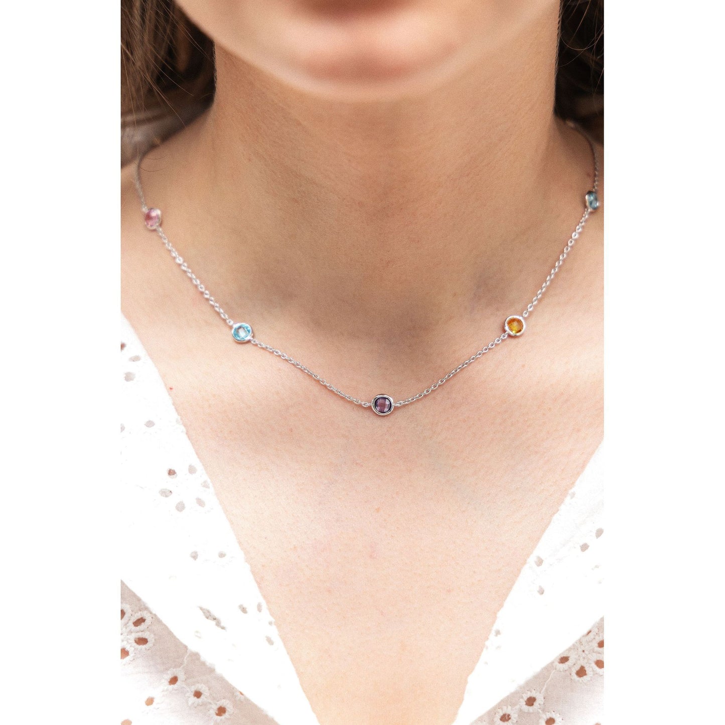 Halskette Ankerkette 925/- Sterling Silber rhodiniert 42cm Zirkonia