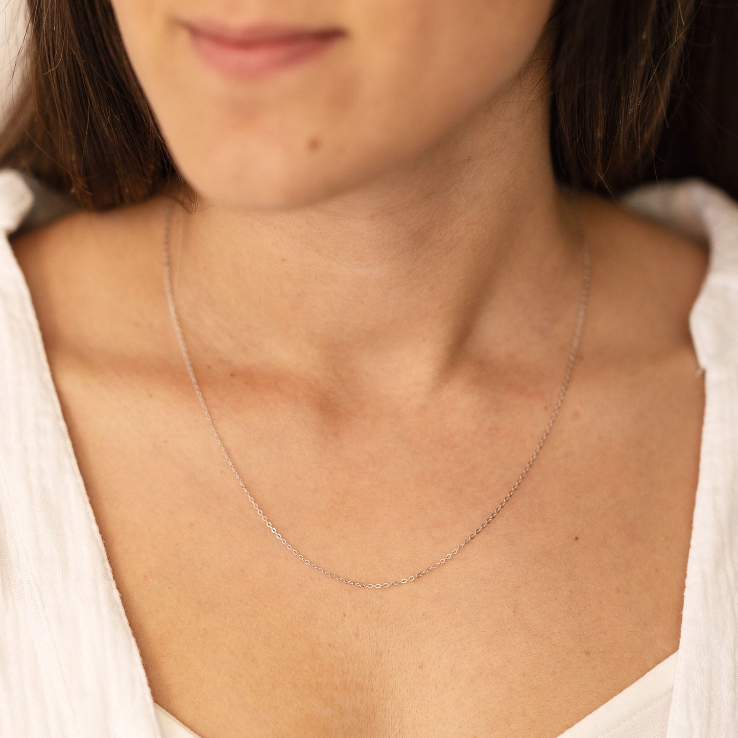 Halskette Ankerkette 333/- Gold rhodiniert 45cm