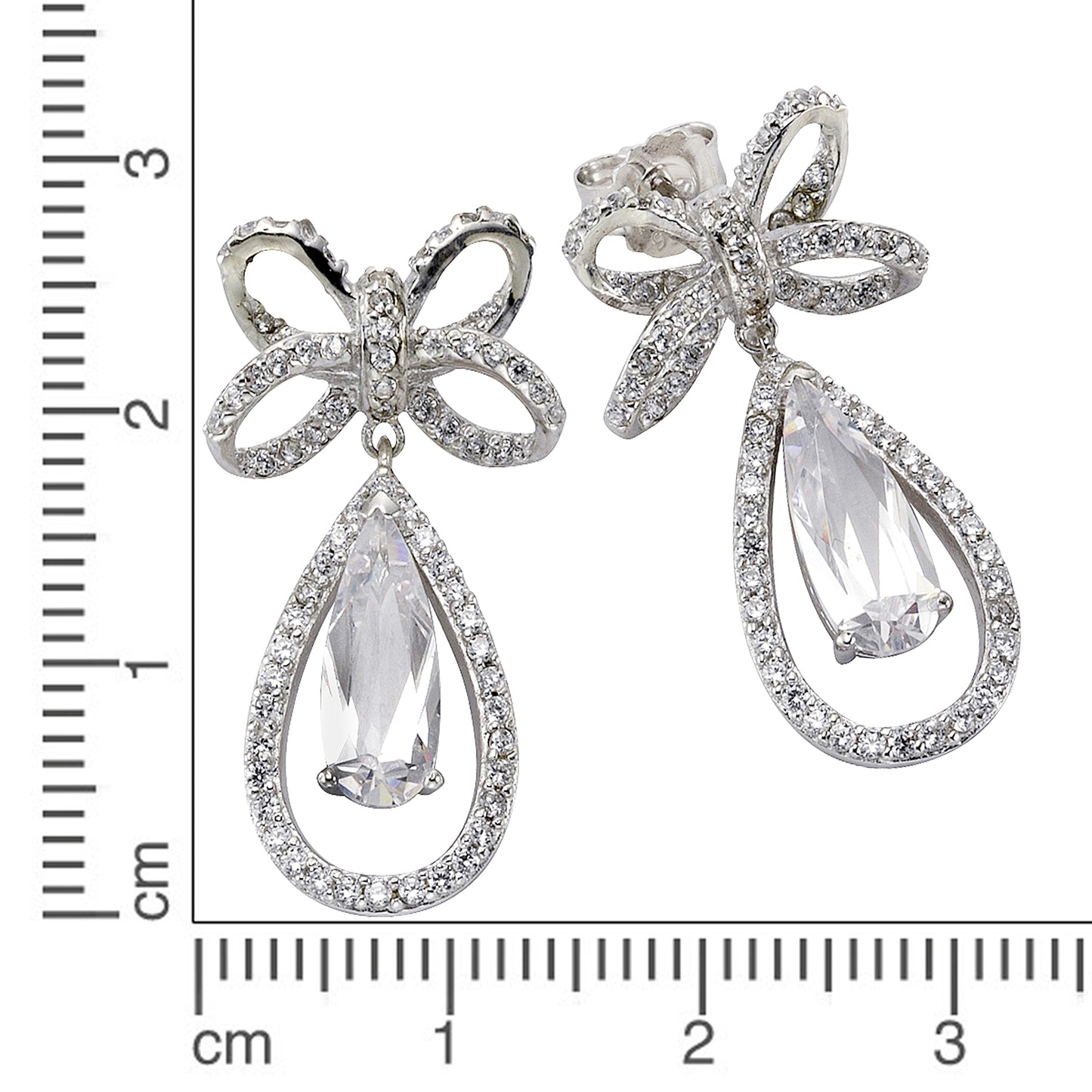 Ohrhänger 925/- Sterling Silber rhodiniert 2,9cm Zirkonia