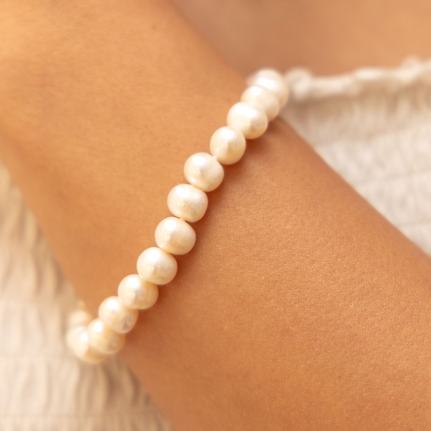 Armband Süßwasserzuchtperlen 333/- Gold 19cm Süßwasserzuchtperle