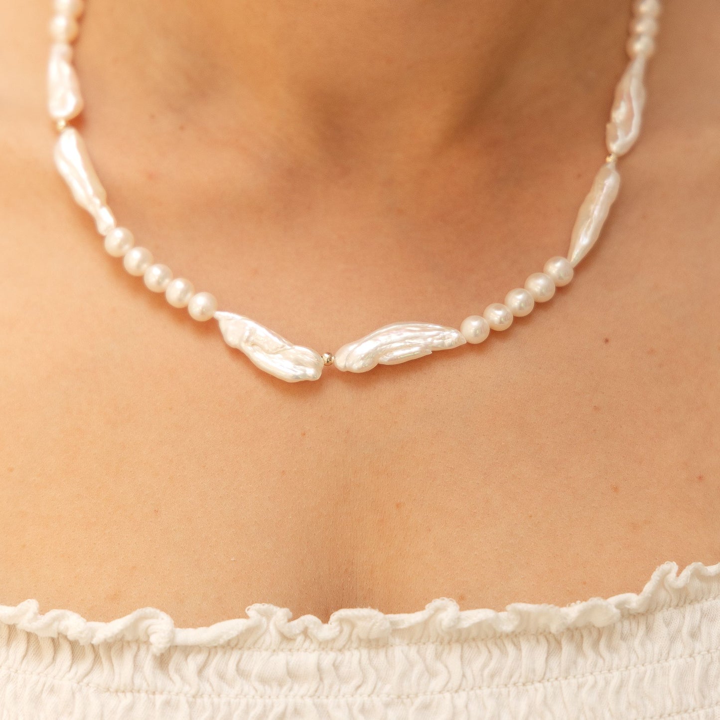 Halskette Süßwasserzuchtperlen 585/- Gold vergoldet 45cm