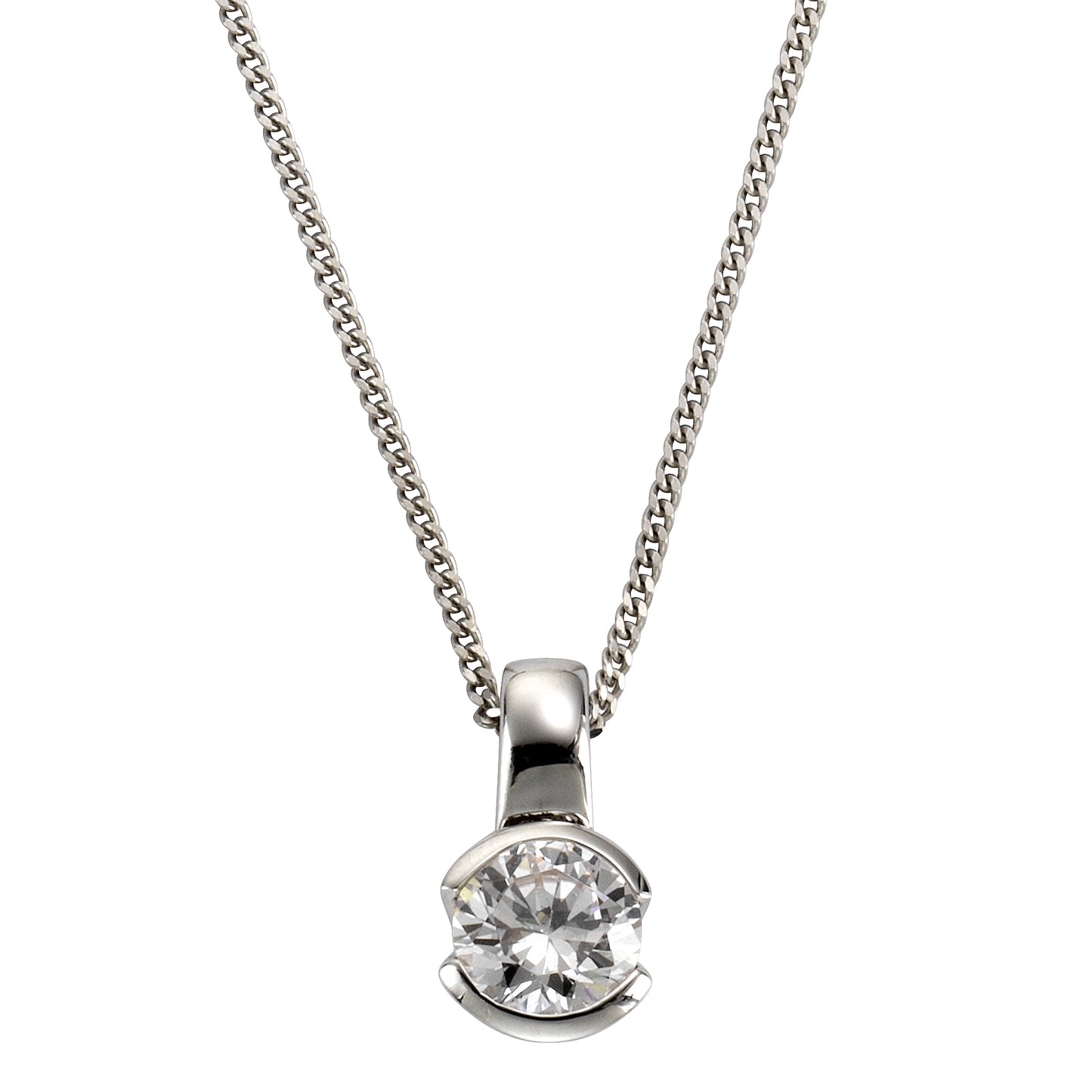 Anhänger mit Kette Panzerkette 925/- Sterling Silber rhodiniert 45cm Zirkonia