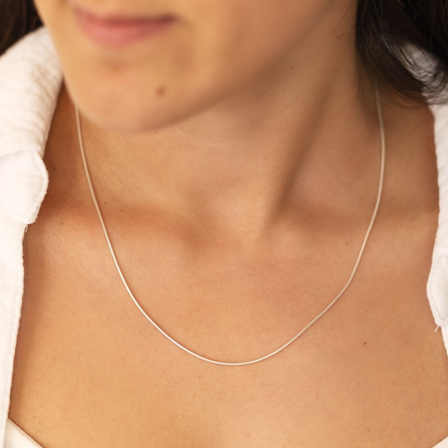 Collier Rund Schlangenkette 925/- Sterling Silber 47,0cm