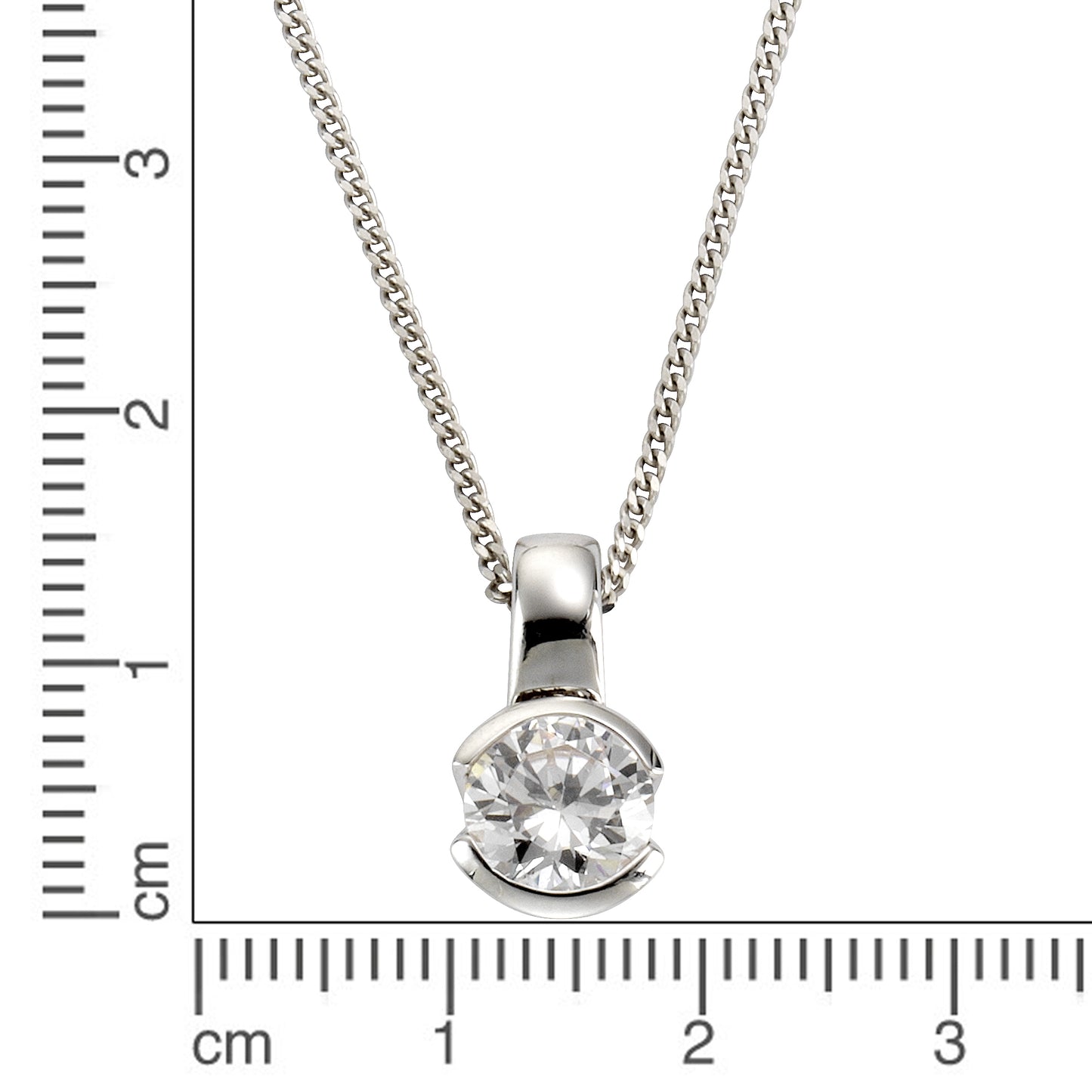 Anhänger mit Kette Panzerkette 925/- Sterling Silber rhodiniert 45cm Zirkonia