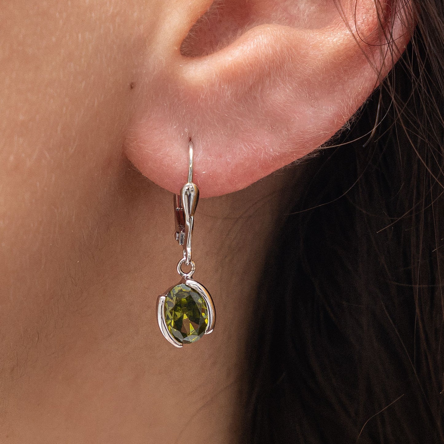 Ohrringe 925/- Sterling Silber rhodiniert 2,6cm Zirkonia