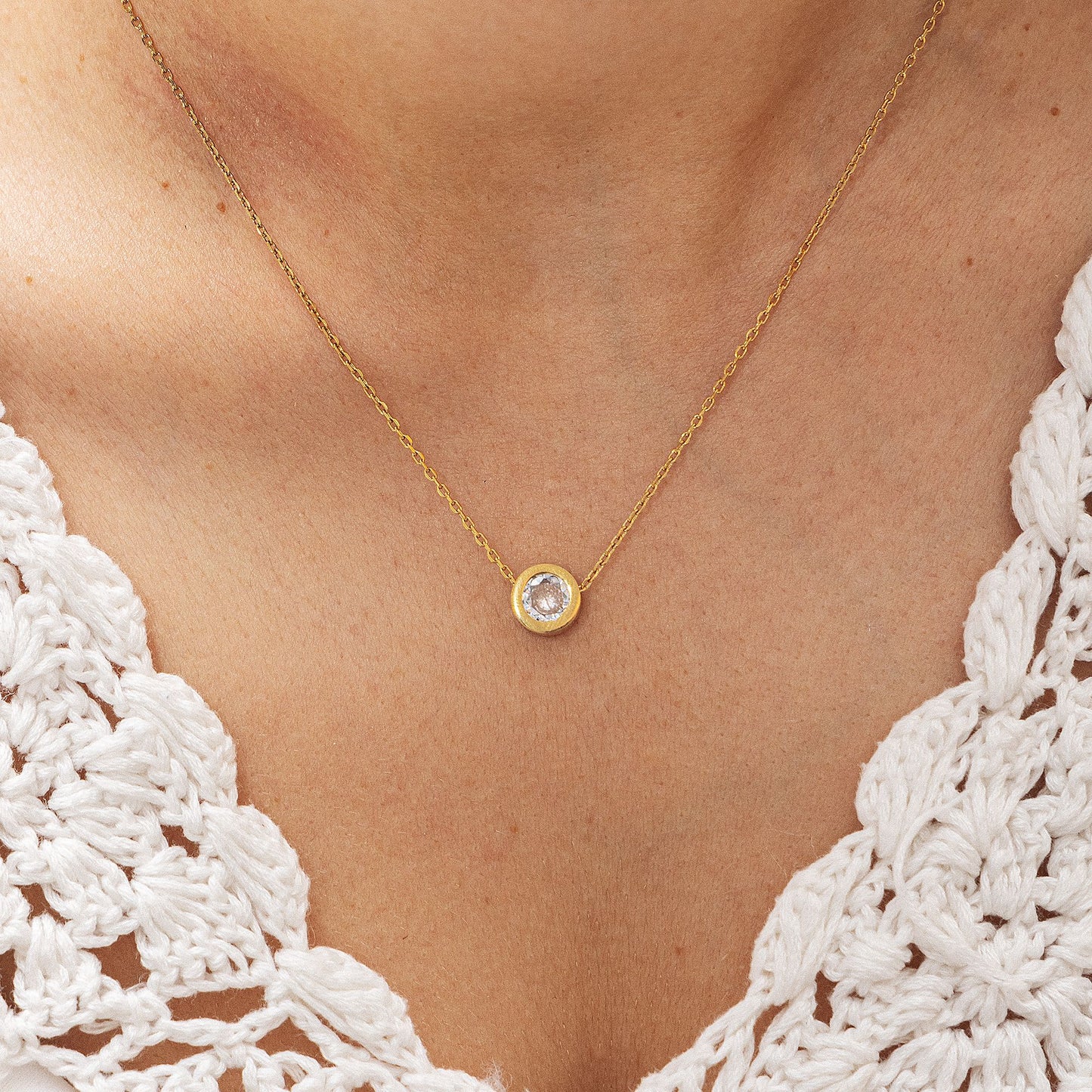 Halskette Ankerkette Edelstahl 40cm Zirkonia