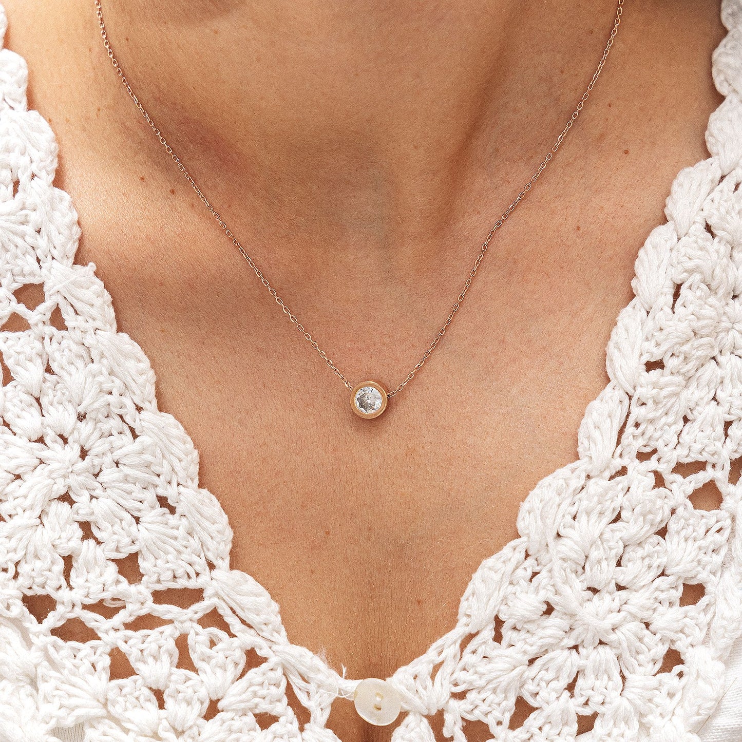 Halskette Ankerkette Edelstahl 40cm Zirkonia