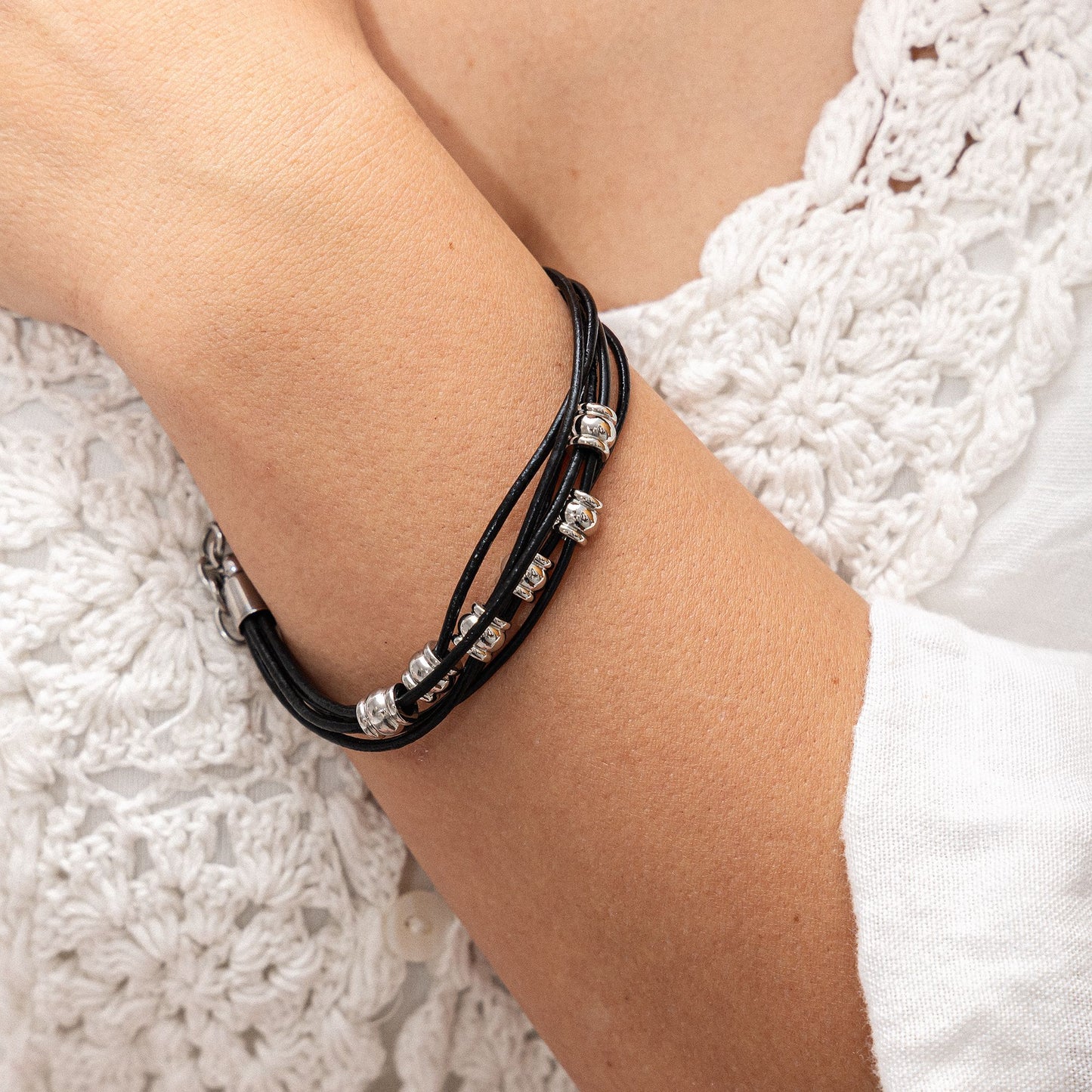 Armband Lederband Edelstahl 19,5cm