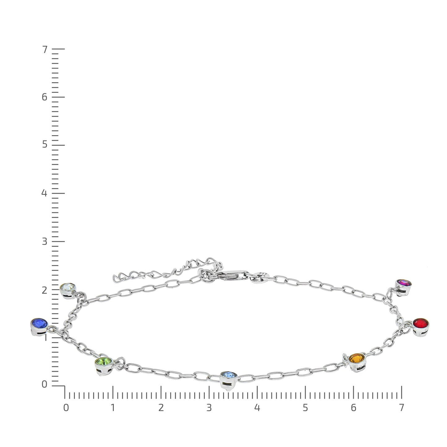 Fußkette Ankerkette 925/- Sterling Silber rhodiniert 28,0cm Kristall