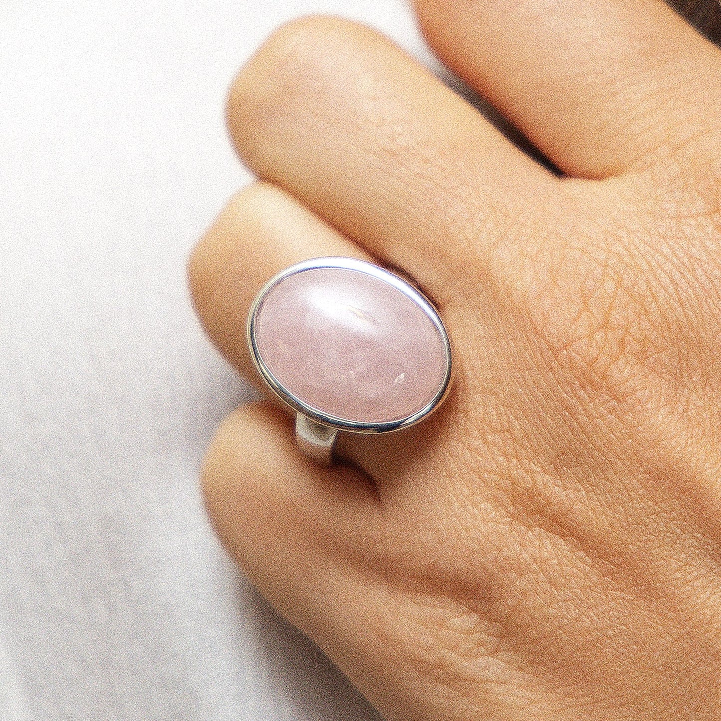 Ring 925/- Sterling Silber rhodiniert Rosenquarz