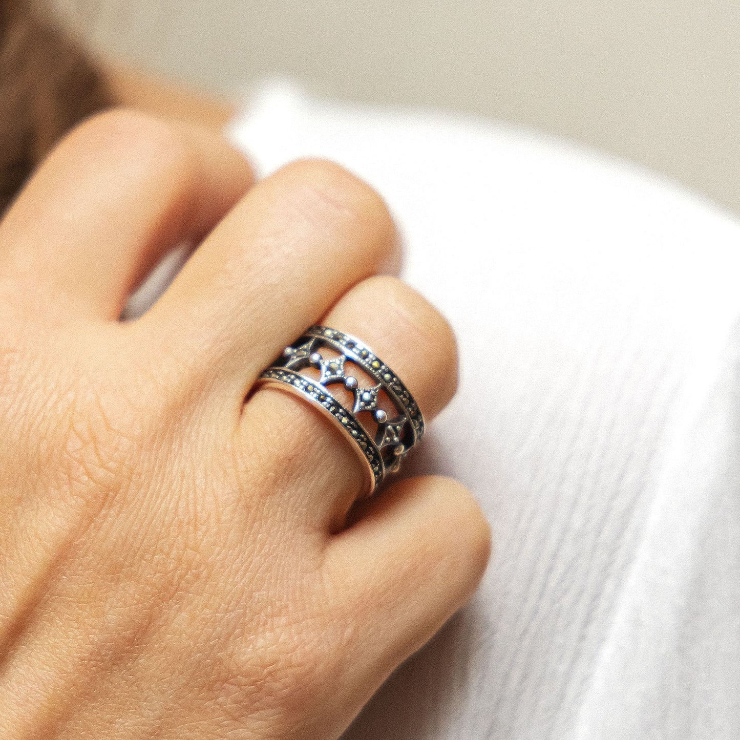 Ring 925/- Sterling Silber Markasit