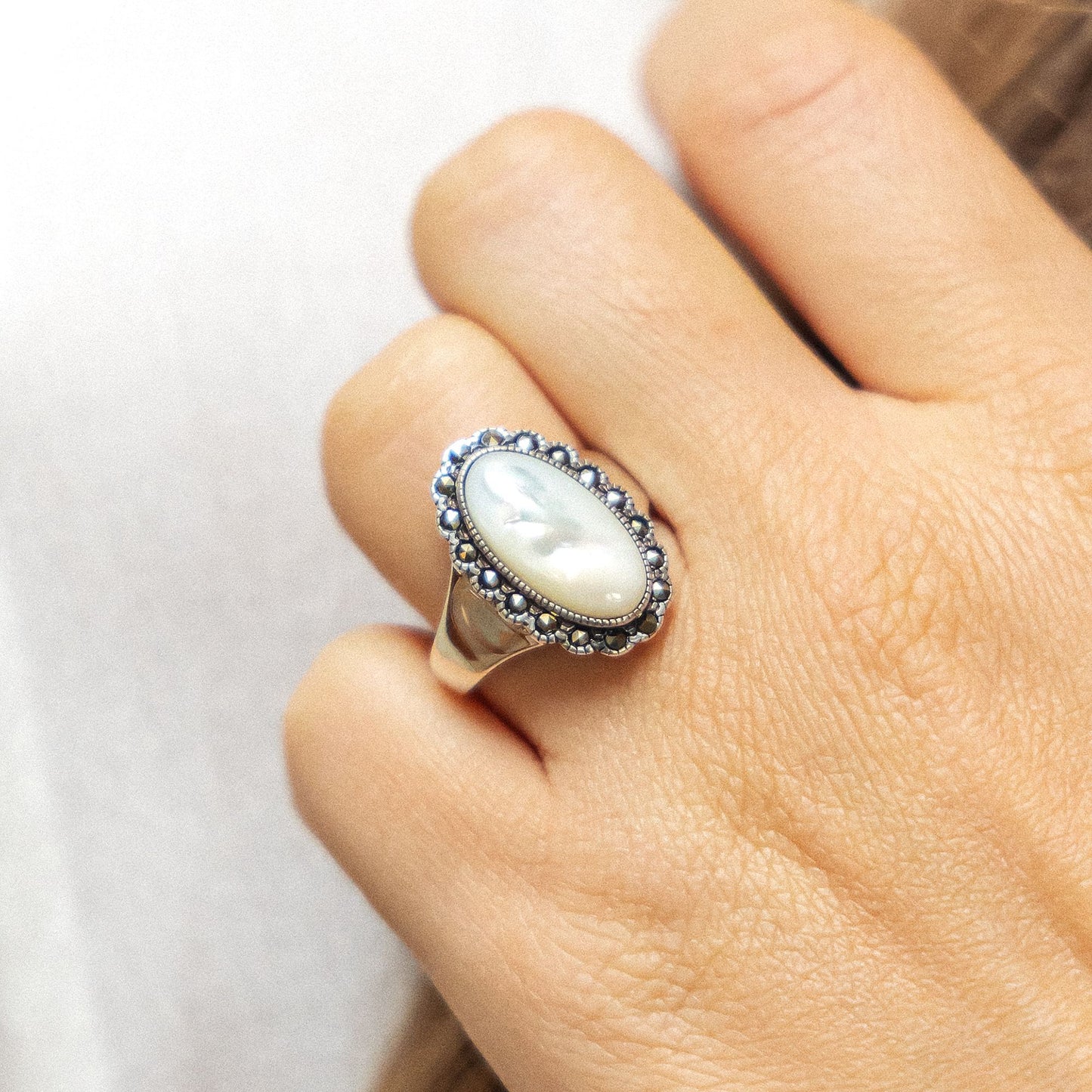 Ring 925/- Sterling Silber oxydiert Markasit