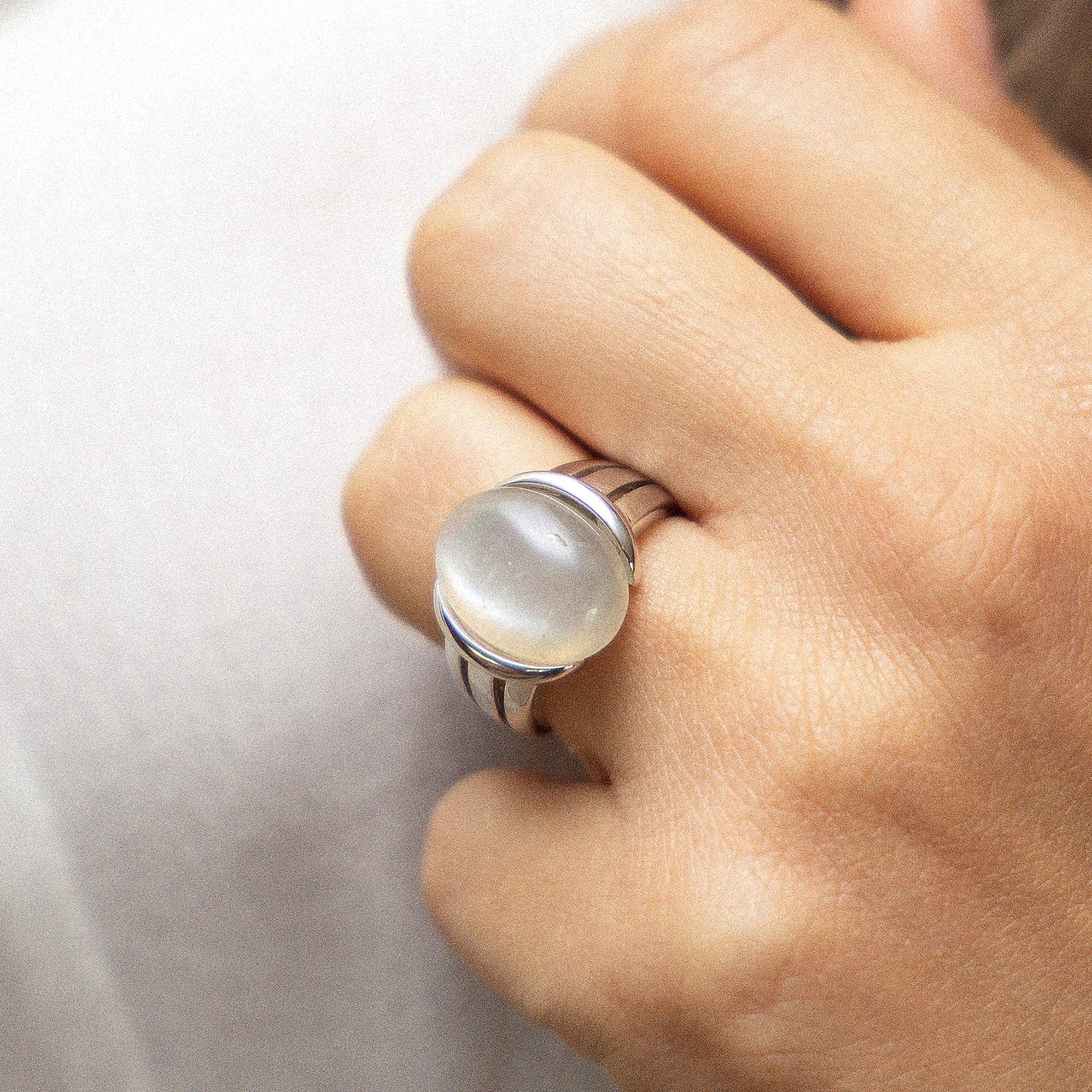 Ring 925/- Sterling Silber rhodiniert Mondstein