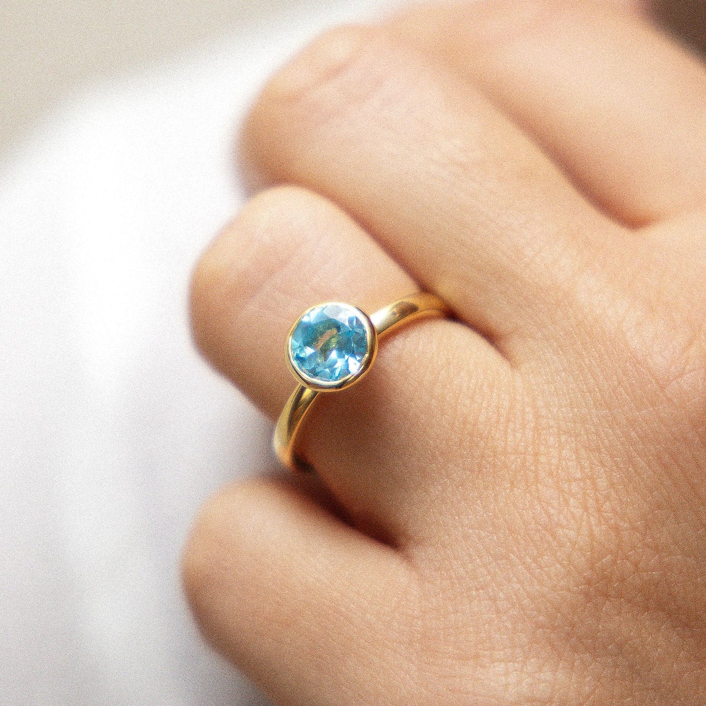 Ring-Set 925/- Sterling Silber vergoldet Blautopas beh. 1,50 ct.