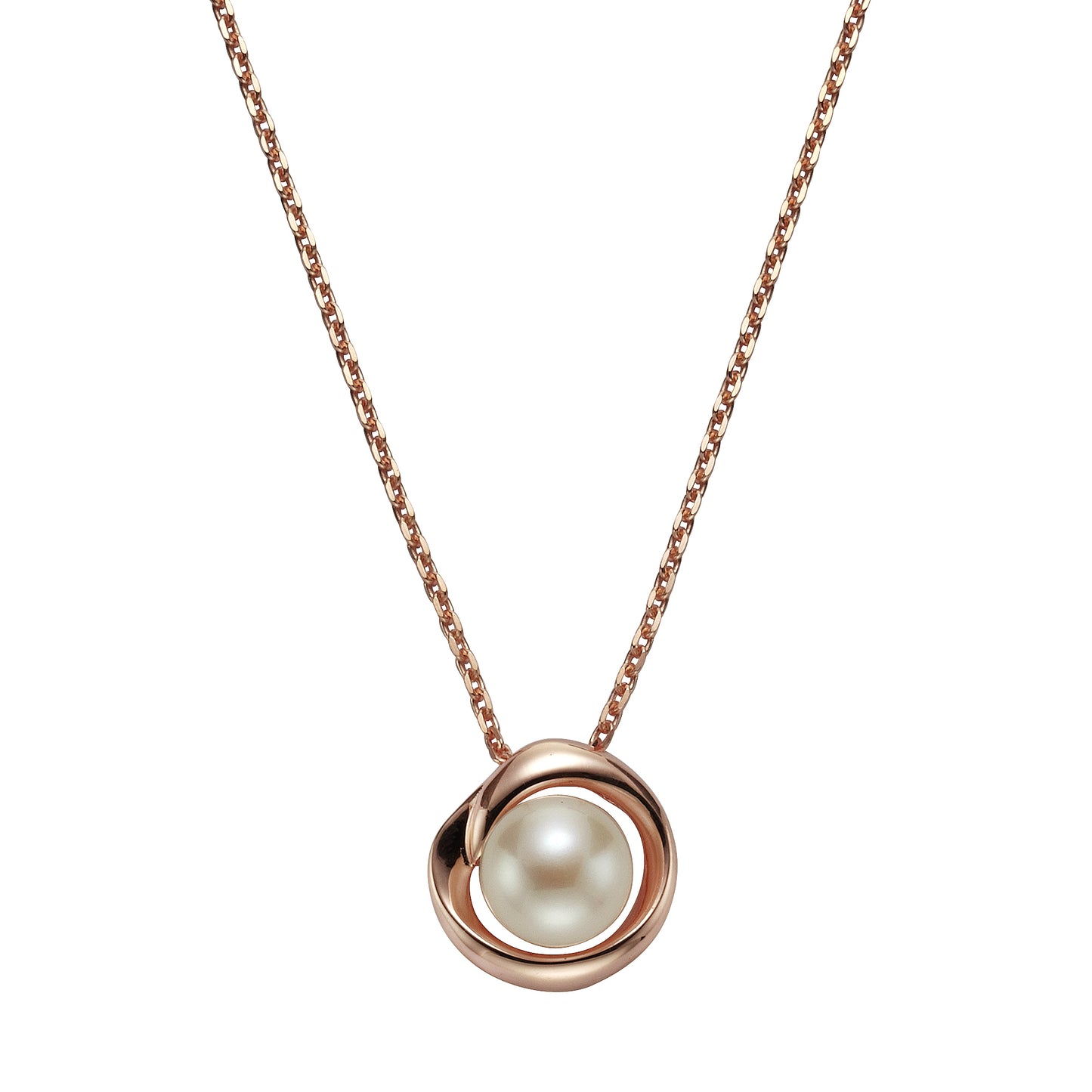 Anhänger mit Kette Ankerkette 925/- Sterling Silber rotvergoldet 46,0cm Süßwasserzuchtperle