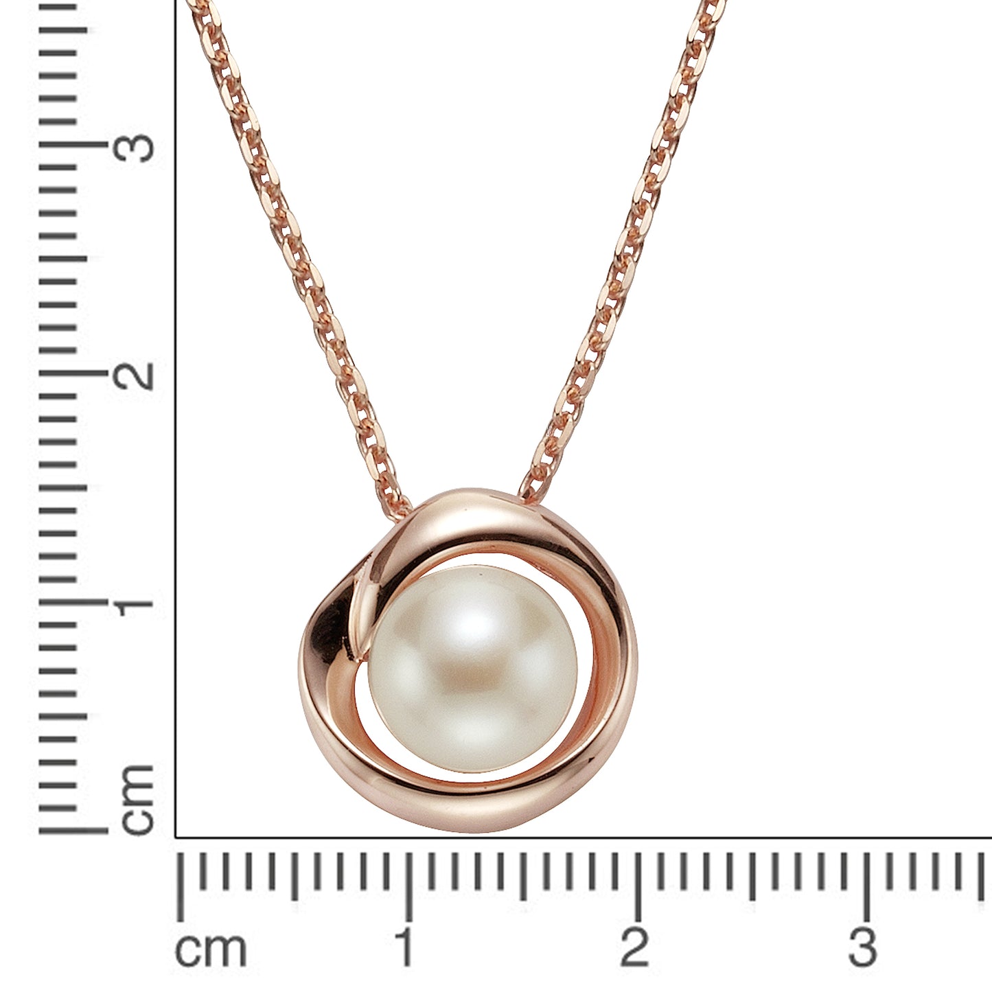 Anhänger mit Kette Ankerkette 925/- Sterling Silber rotvergoldet 46,0cm Süßwasserzuchtperle