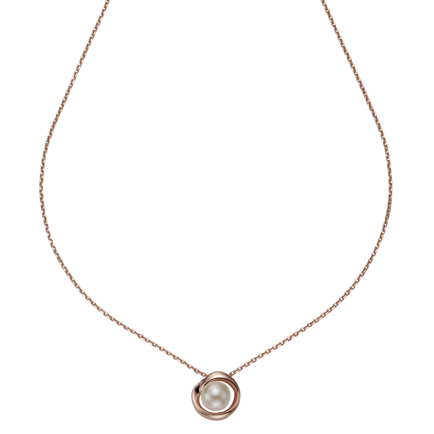 Anhänger mit Kette Ankerkette 925/- Sterling Silber rotvergoldet 46,0cm Süßwasserzuchtperle