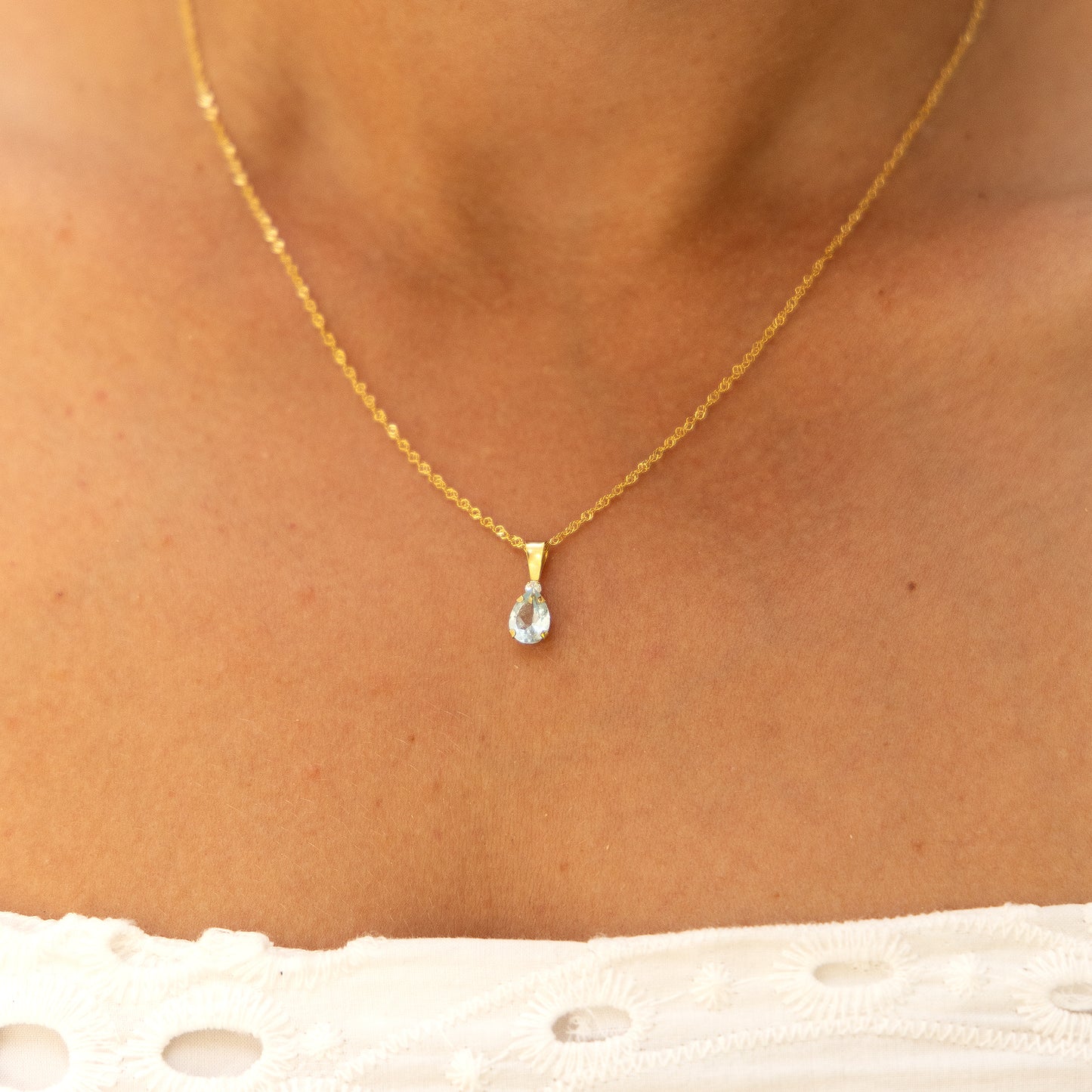 Halskette Singapurkette 375/- Gold 45cm Blautopas beh.