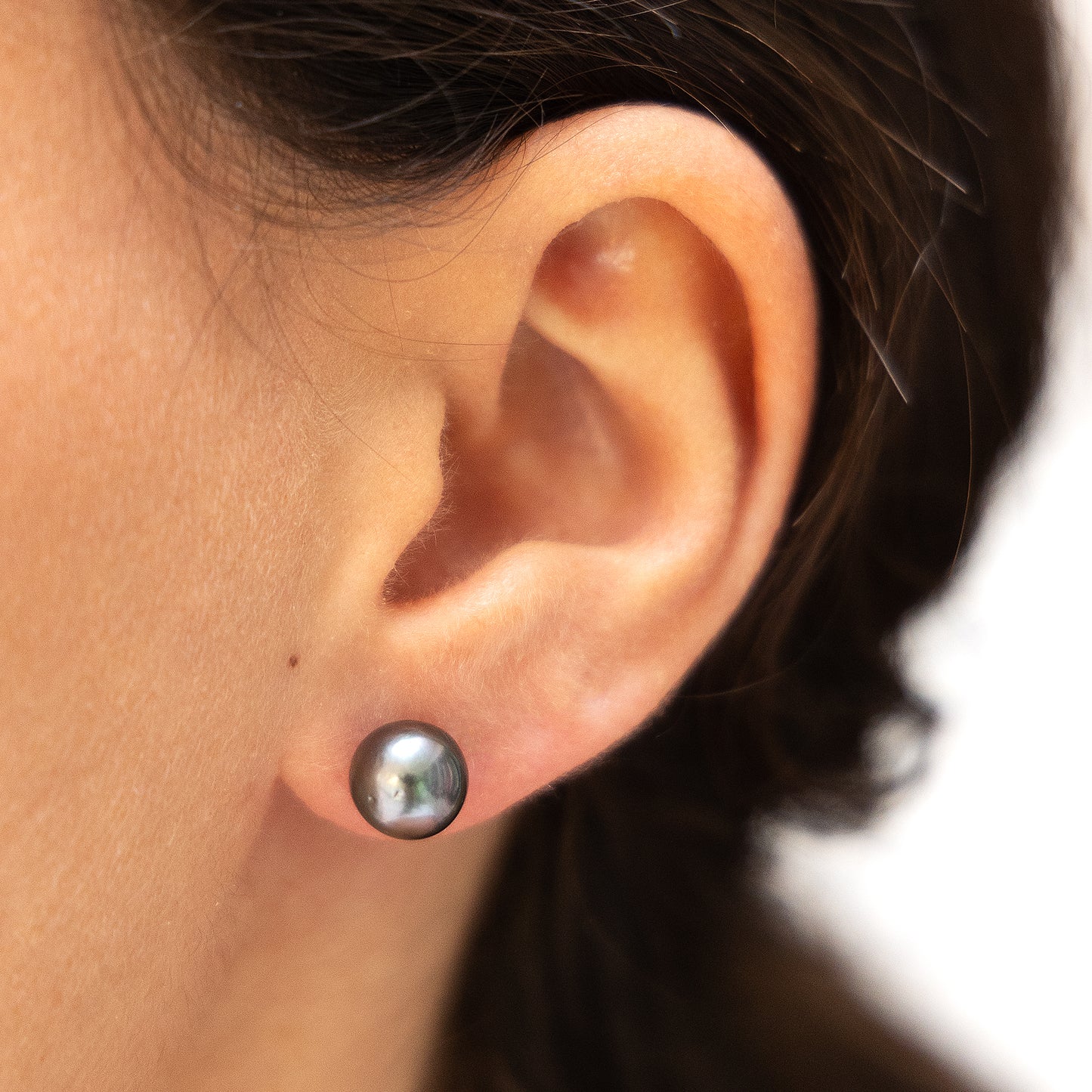 Ohrringe 585/- Gold rhodiniert 0,8cm Tahiti-Perle