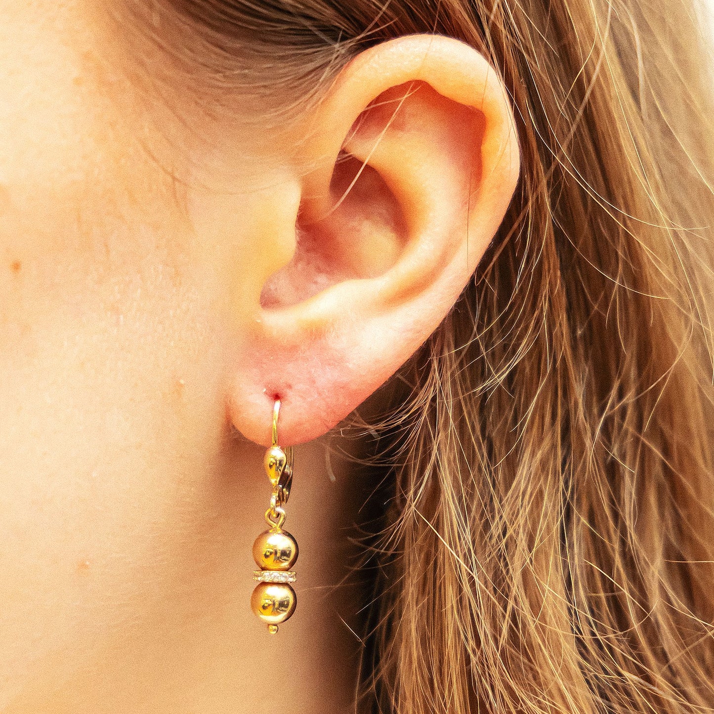 Ohrhänger 585/- Gold rhodiniert (teil) 3,1cm Zirkonia