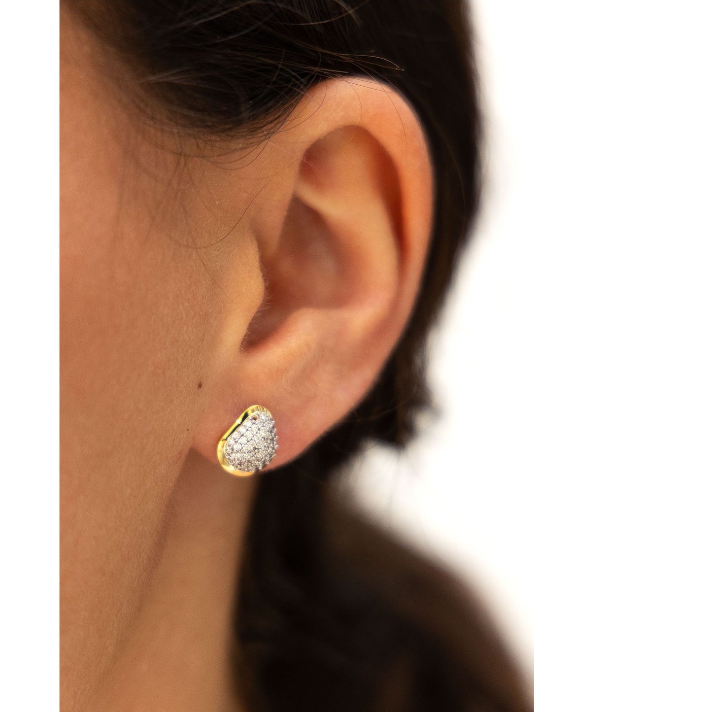 Ohrringe 333/- Gold rhodiniert (teil) 1,0cm Zirkonia