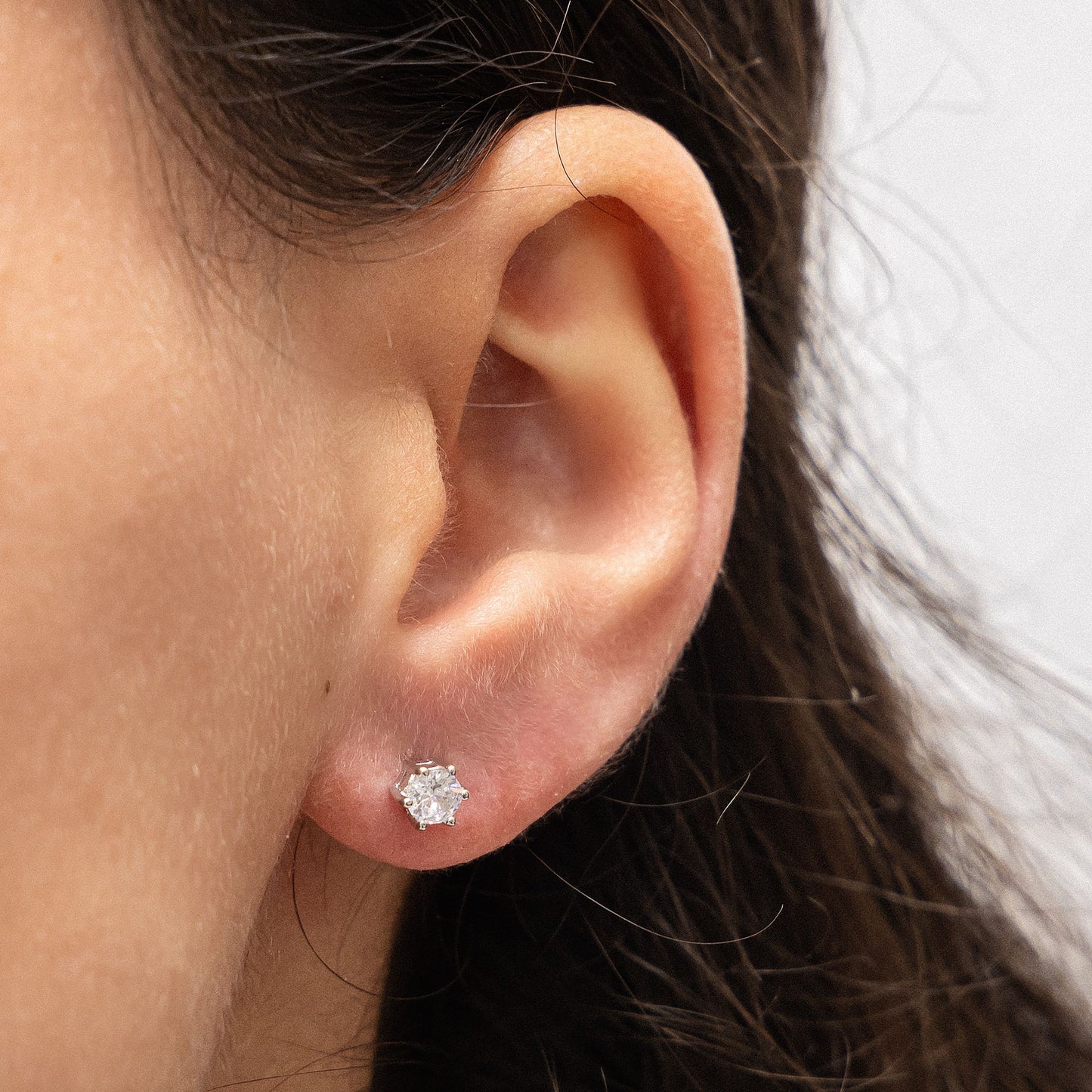 Ohrringe 925/- Sterling Silber rhodiniert 0,5cm Zirkonia