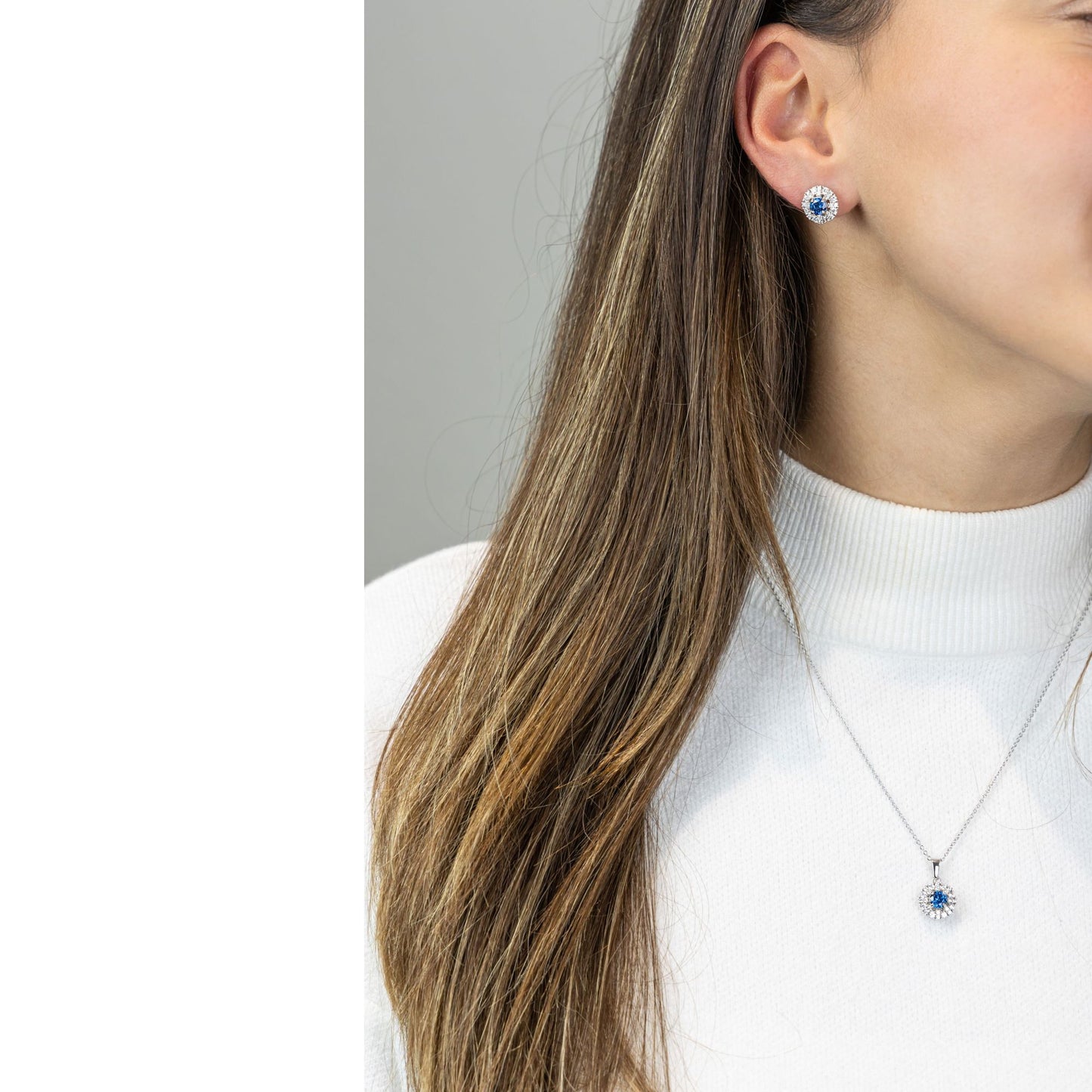 Anhänger mit Kette Ankerkette 925/- Sterling Silber rhodiniert 45cm Zirkonia