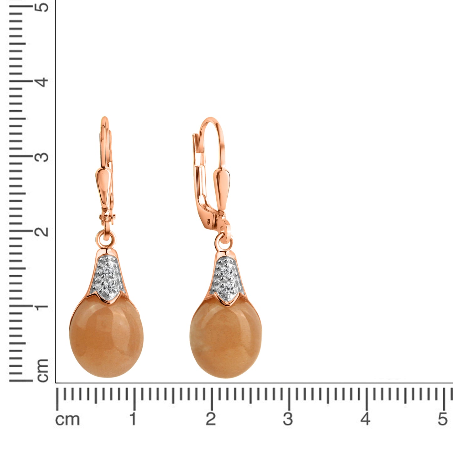 Ohrringe 925/- Sterling Silber rotvergoldet 3,7cm Mondstein