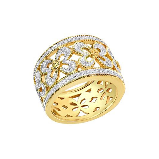 Ring 925/- Sterling Silber rhodiniert (teil) Diamant 0,20ct.