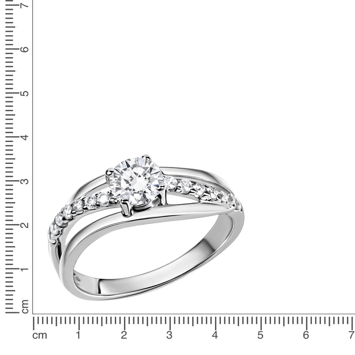 Ring 925/- Sterling Silber rhodiniert Zirkonia