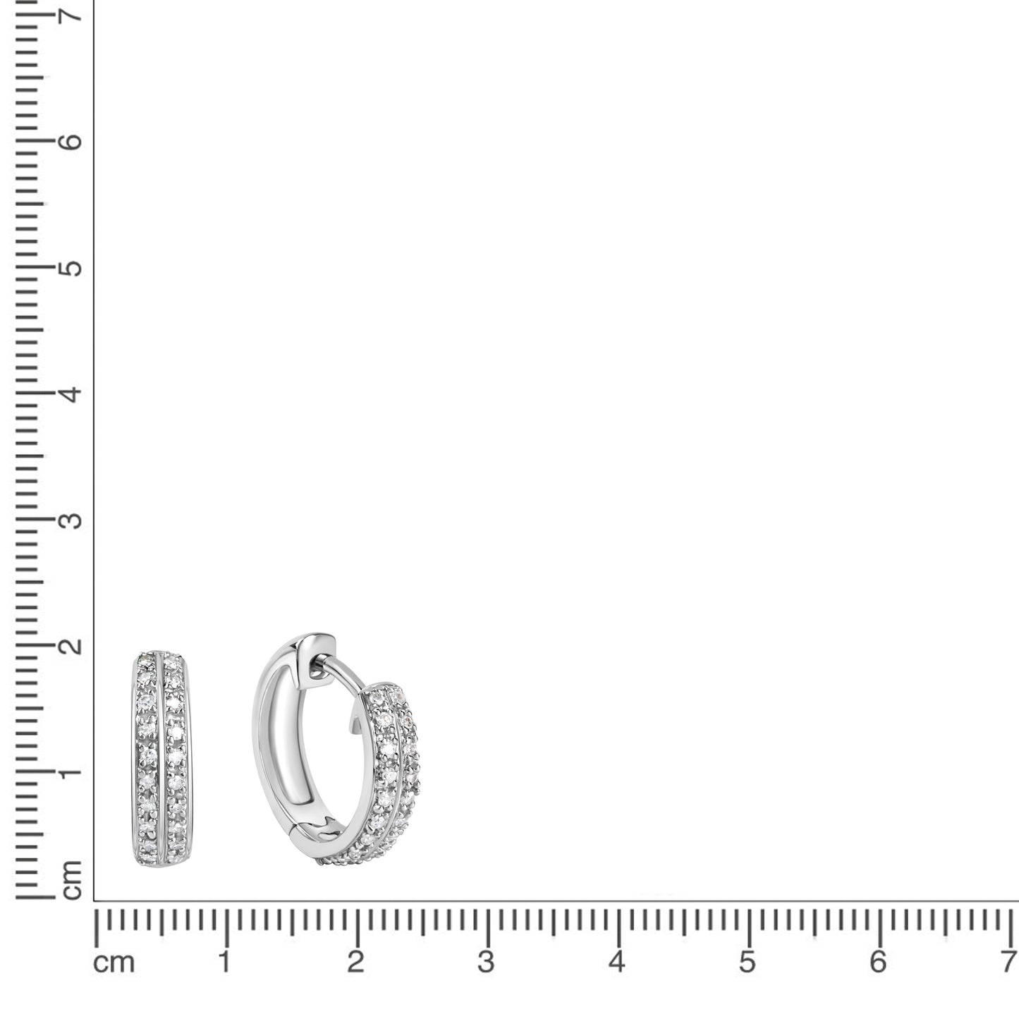 Ohrringe 585/- Gold rhodiniert (teil) 1,3cm Diamant 0,10 Karat