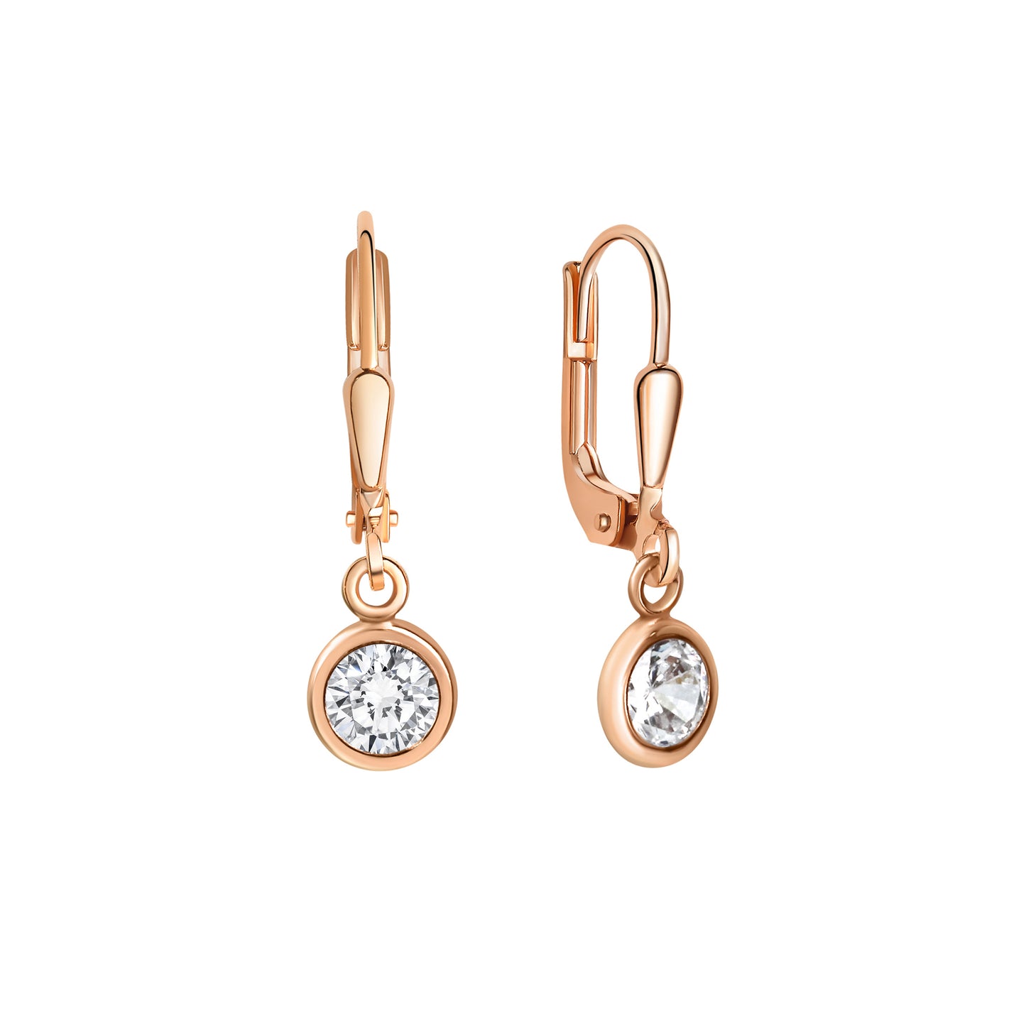 Ohrringe 925/- Sterling Silber rotvergoldet 2,5cm Zirkonia