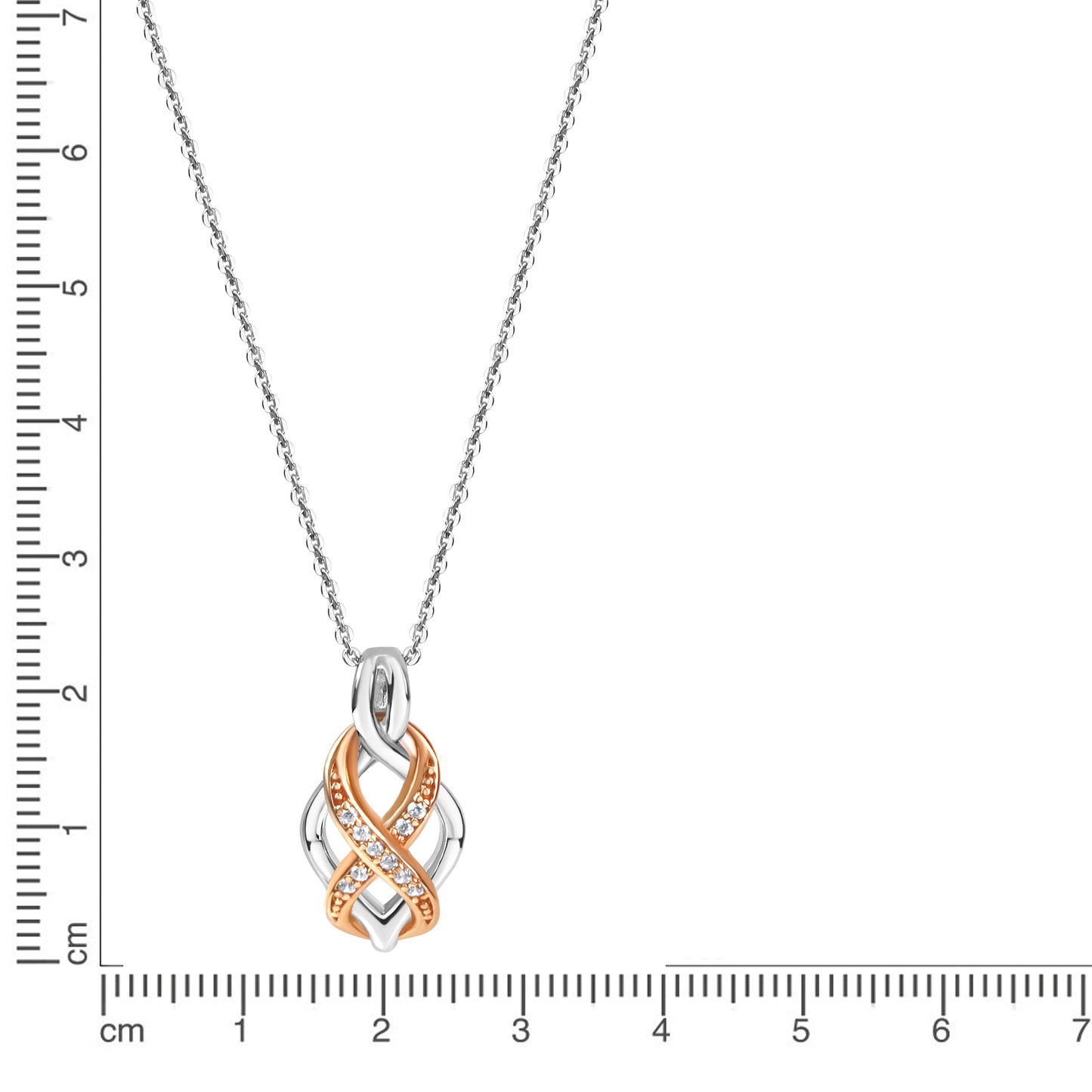 Halskette Ankerkette 925/- Sterling Silber rhodiniert 47,0cm Zirkonia