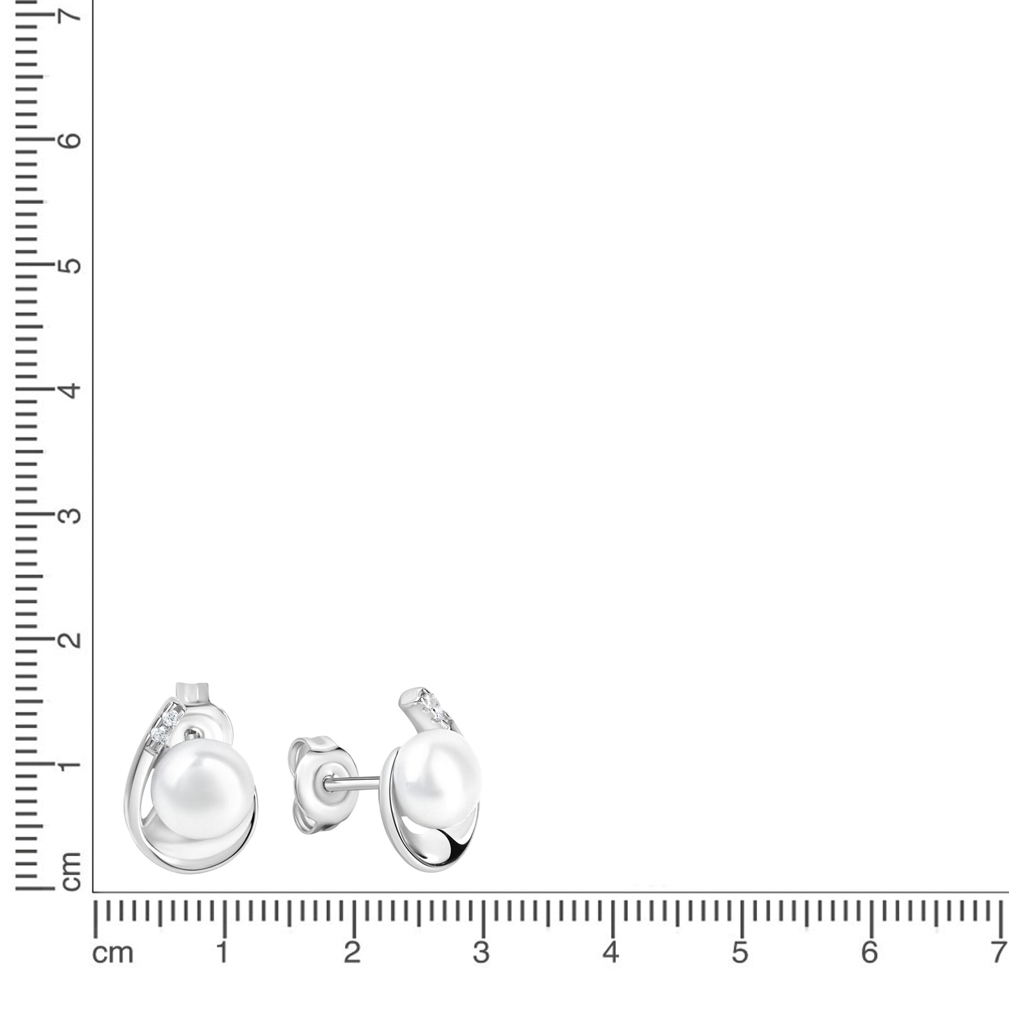 Ohrringe 925/- Sterling Silber rhodiniert 1,25cm Perle