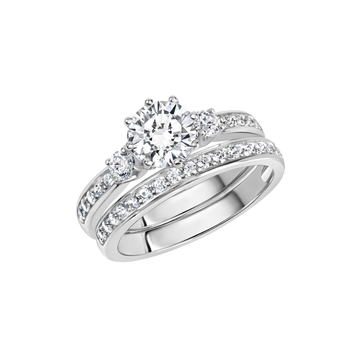 Ring 925/- Sterling Silber rhodiniert Zirkonia
