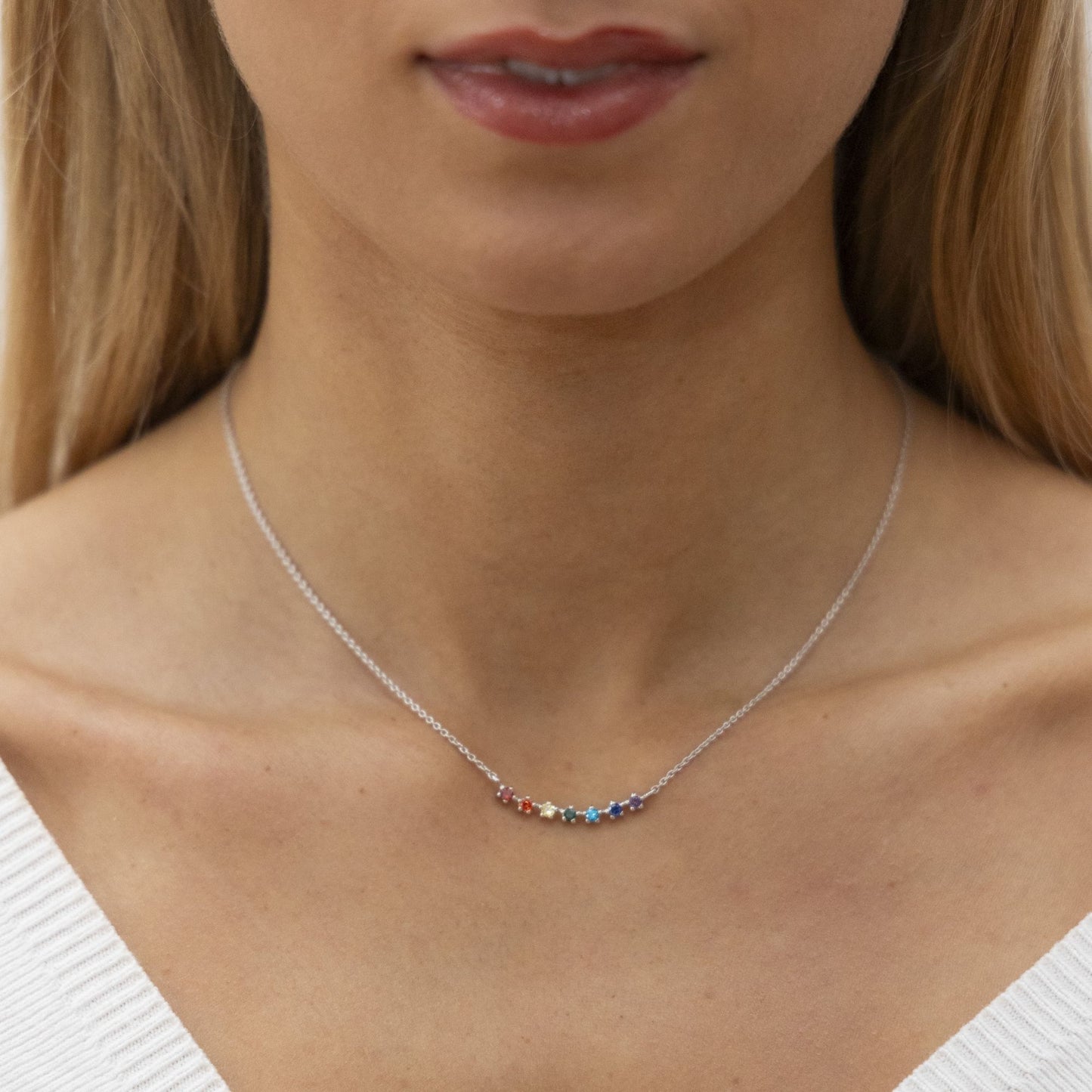 Halskette Ankerkette 925/- Sterling Silber rhodiniert 45,0cm Zirkonia