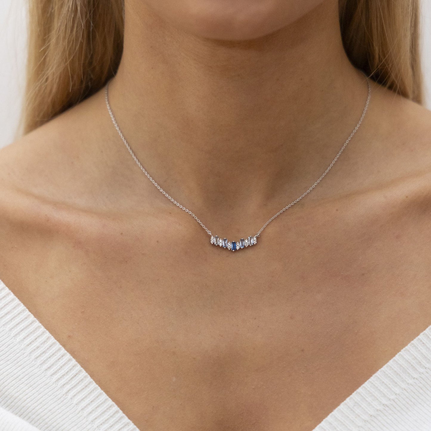 Halskette Ankerkette 925/- Sterling Silber rhodiniert 45,0cm Zirkonia