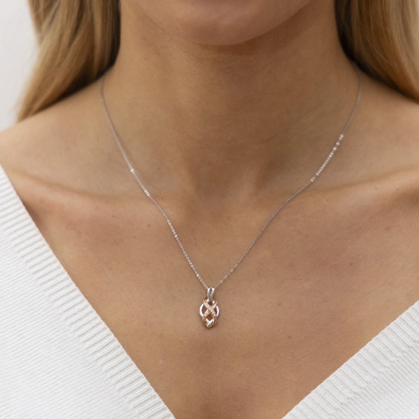 Halskette Ankerkette 925/- Sterling Silber rhodiniert 47,0cm Zirkonia