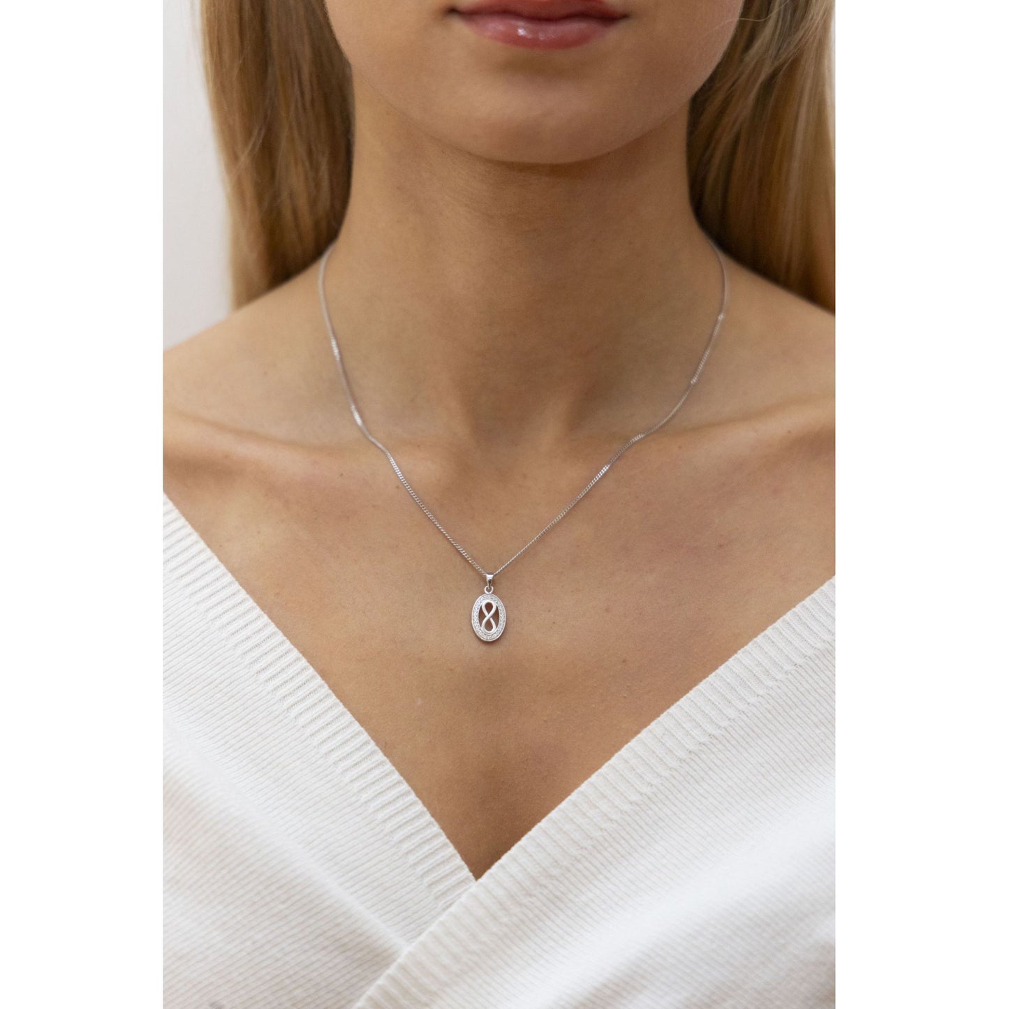 Halskette Ankerkette 925/- Sterling Silber rhodiniert 45cm Zirkonia