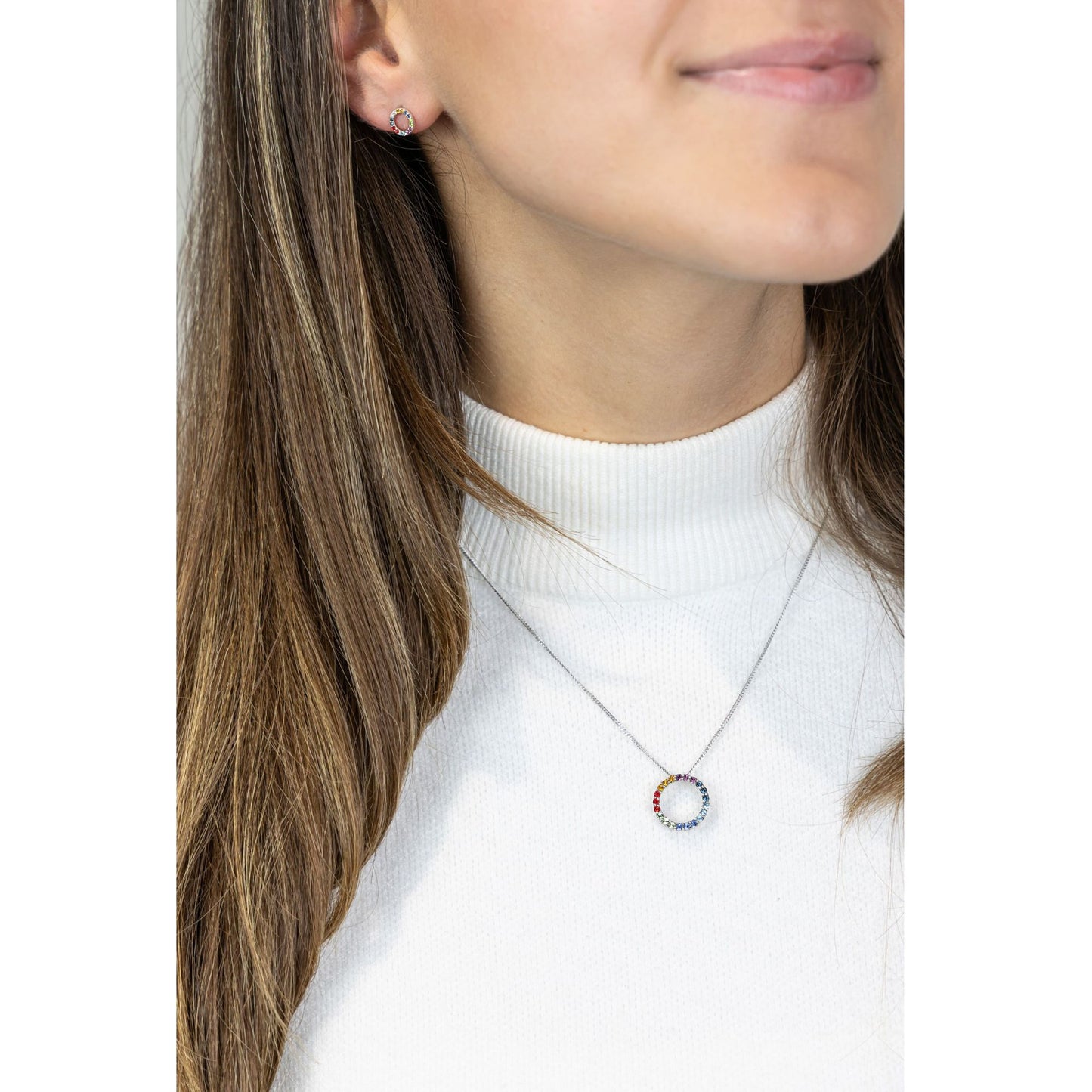 Anhänger mit Kette Panzerkette 925/- Sterling Silber rhodiniert 45,0cm Kristall