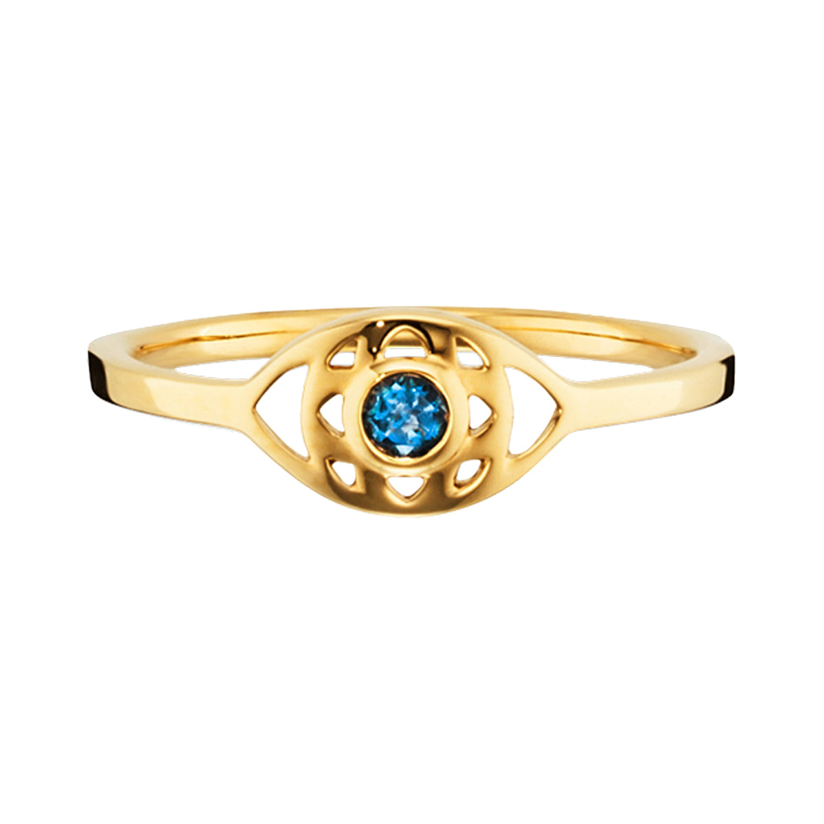 cai Ring 925/- Sterling Silber vergoldet Blautopas 0,820ct