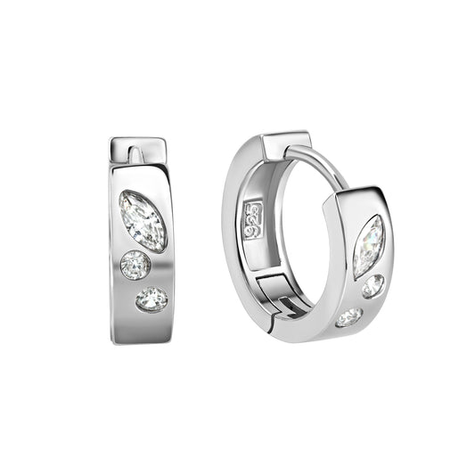 Creolen 925/- Sterling Silber Rhodiniert 1,6cm Zirkonia