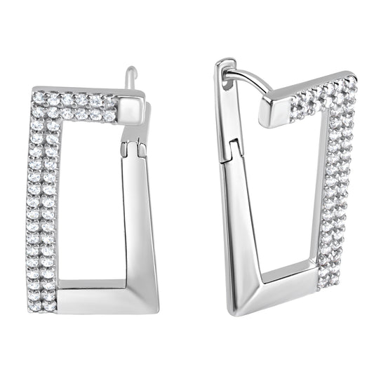 Creolen 925/- Sterling Silber Rhodiniert 2,4cm Zirkonia