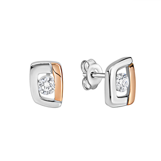 Ohrstecker 925/- Sterling Silber Rhodiniert 1,0cm Zirkonia