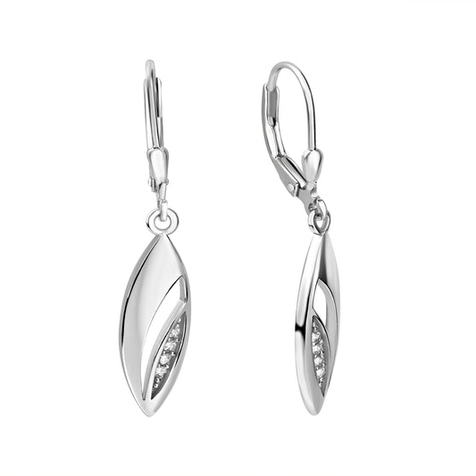 Ohrhänger 925/- Sterling Silber Rhodiniert 4,0cm Zirkonia