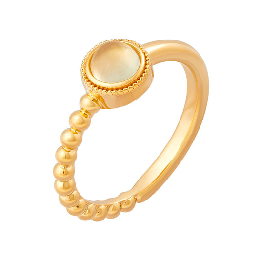 cai Ring 925/- Sterling Silber vergoldet Prehnit