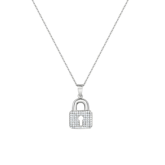 Anhänger mit Kette Ankerkette 925/- Sterling Silber rhodiniert 45,0cm Zirkonia