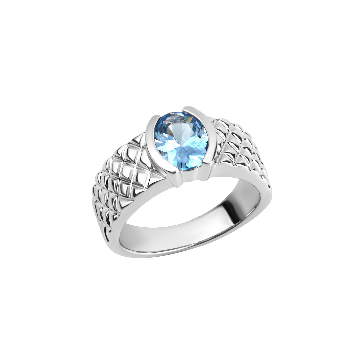 Ring 925/- Sterling Silber Rhodiniert Blautopas beh.