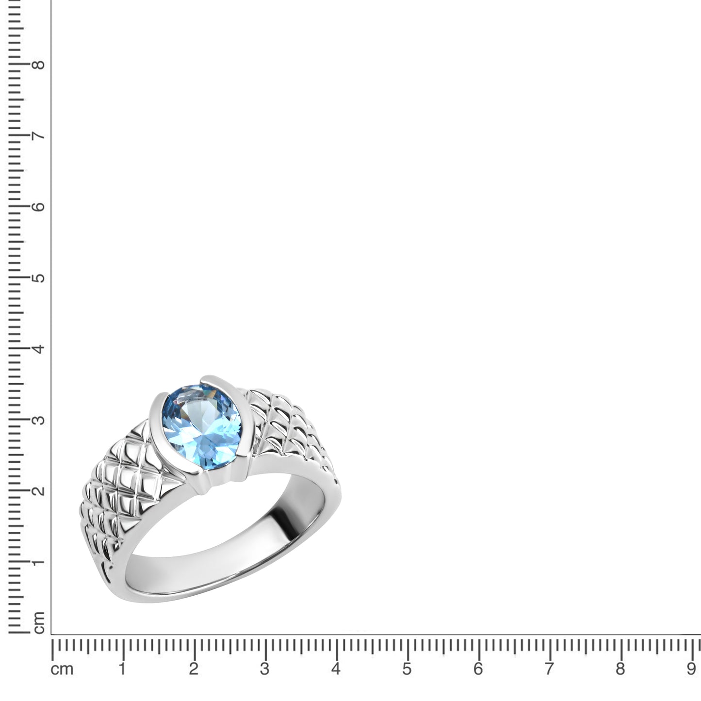 Ring 925/- Sterling Silber Rhodiniert Blautopas beh.